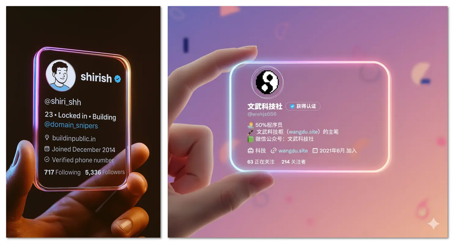 3D Twitter Profile Card-ChatGPT、Gemini Nano Banana