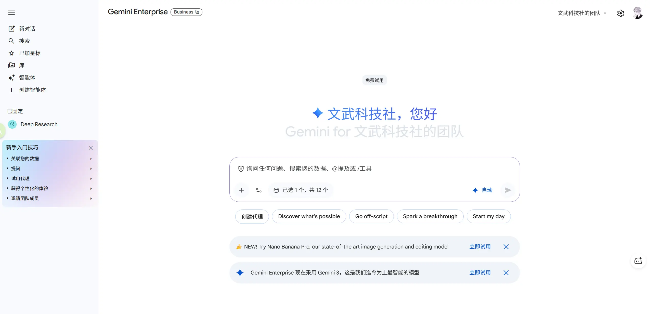 Google  Gemini Enterprise领取成功-首页