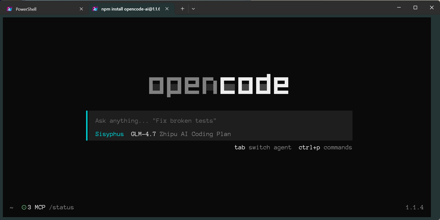 启用 OpenCode