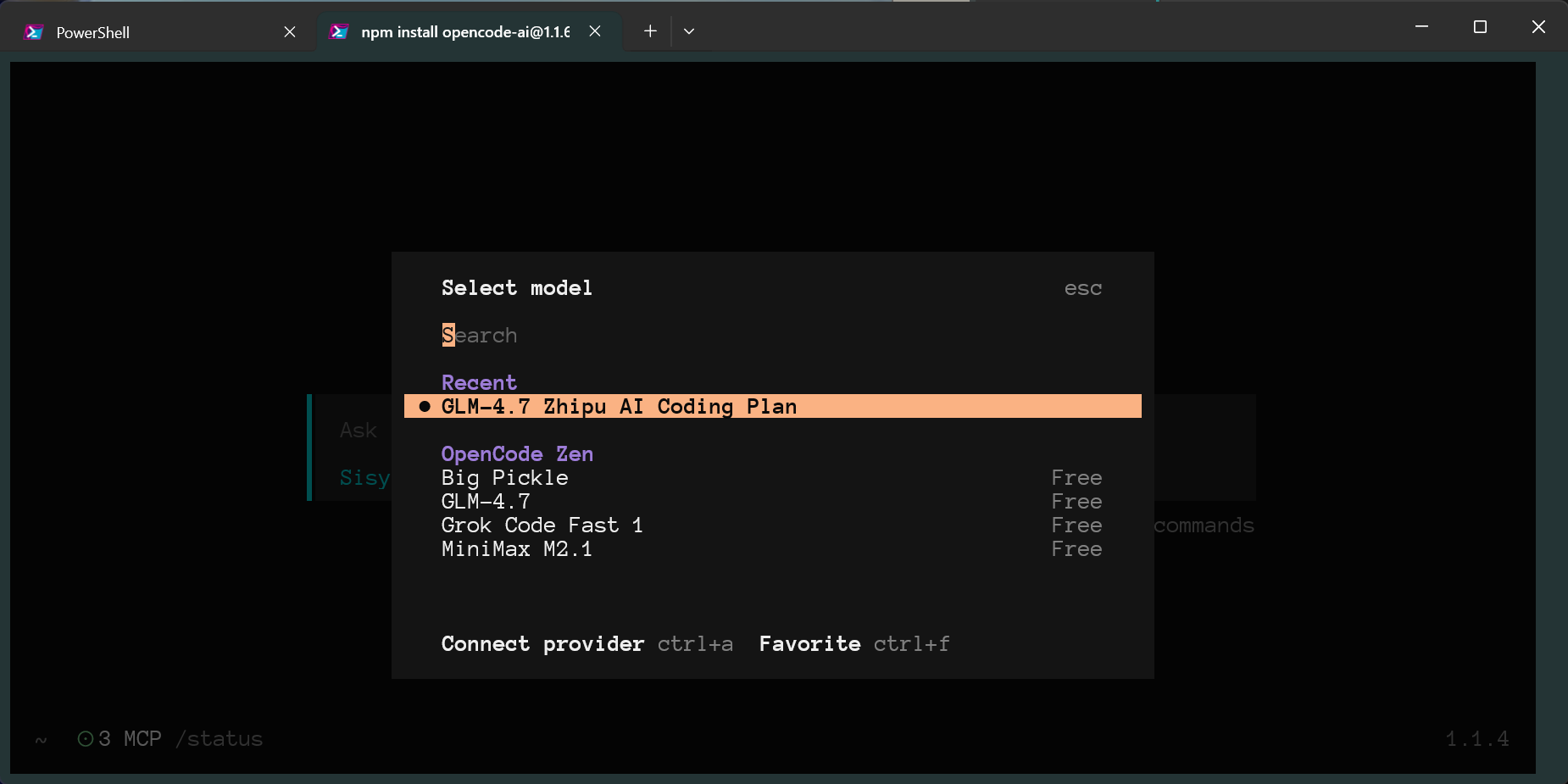 OpenCode 选择AI大模型