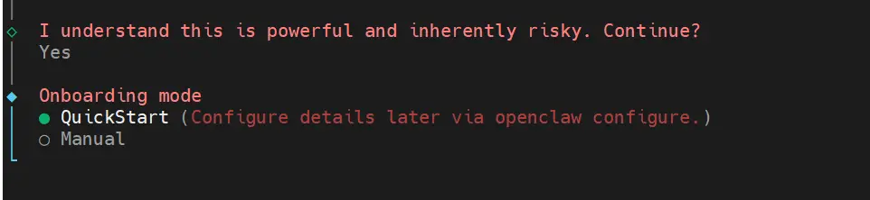 OpenClaw 设置 Onboarding mode