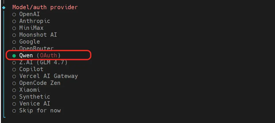 OpenClaw 设置 Model/auth Provider
