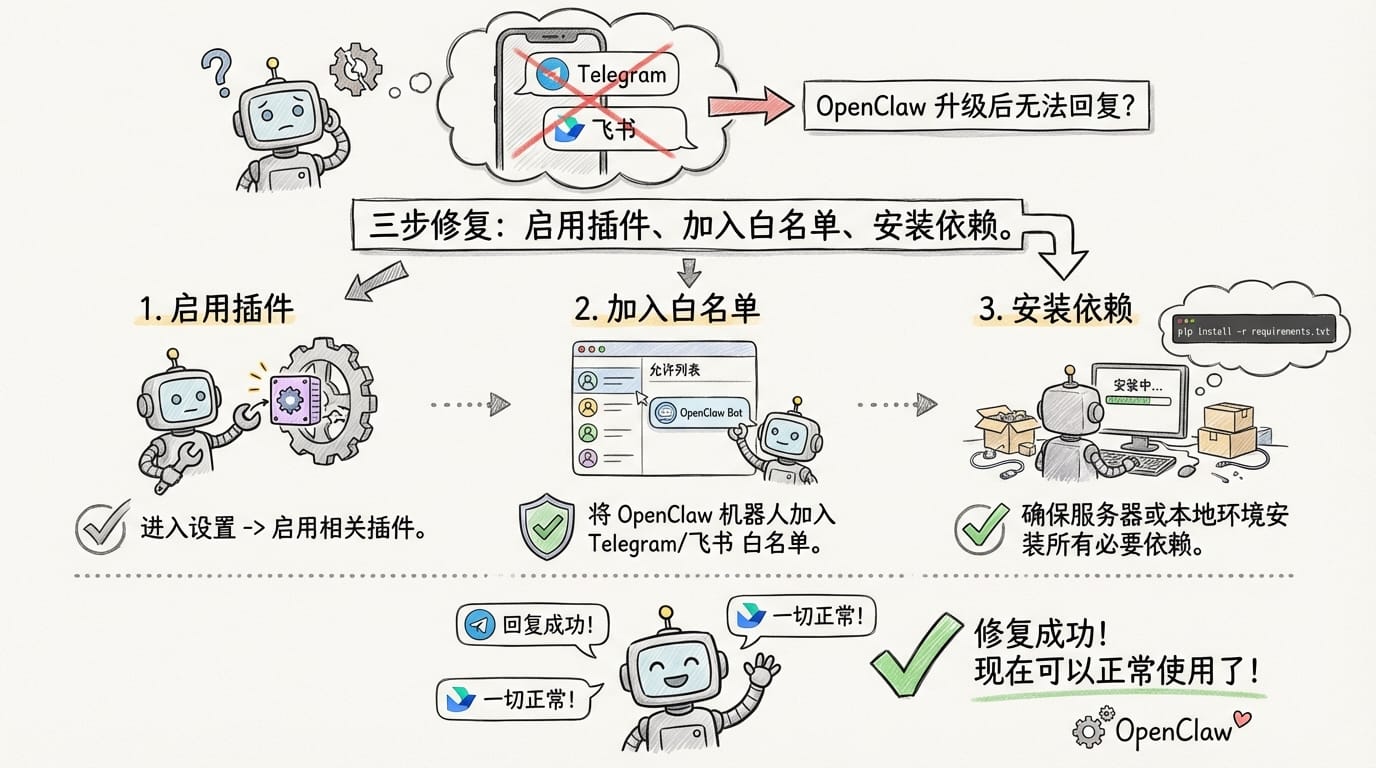 OpenClaw 2026.4.5 TG、飞书不回复消息解决指南
