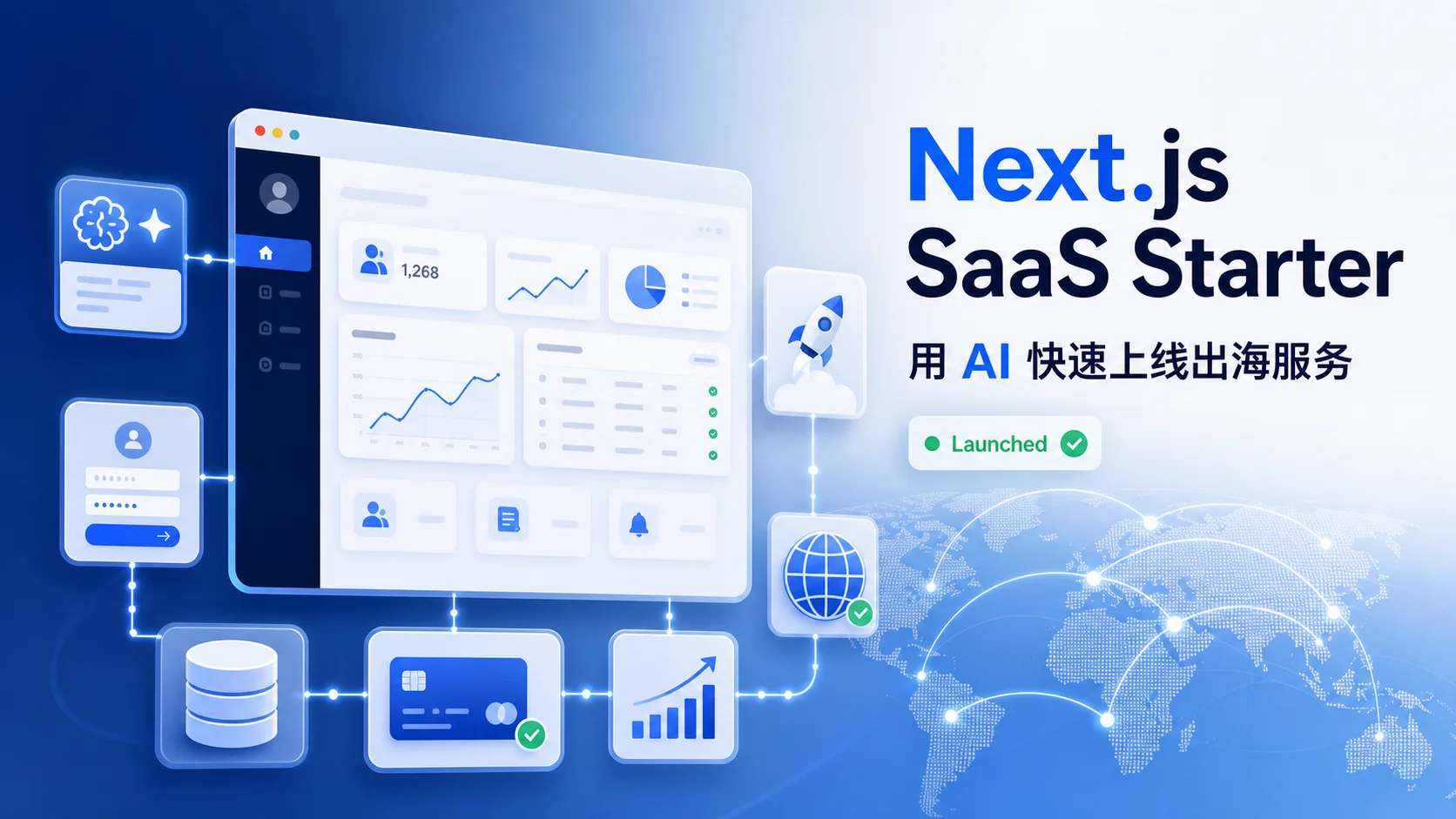 Next.js SaaS Starter 模板推荐:非技术人员如何用 AI 快速搭建个人网站并上线出海服务