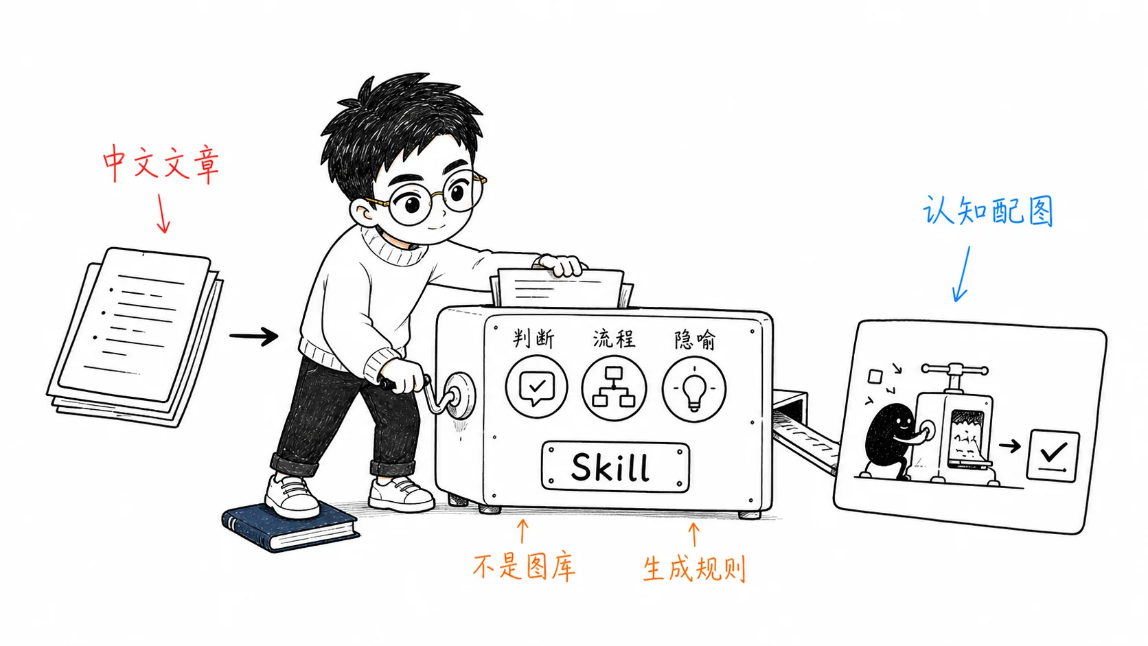 ian-xiaohei-illustrations 保姆级教程：用 Codex 给中文文章生成小黑手绘认知配图